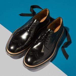 Paul Smith Men's Black Leather 'Grand' Brogues With Marbled Navy Soles