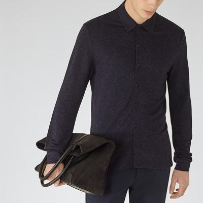 Reiss CROWD FLECKED JERSEY SHIRT NAVY