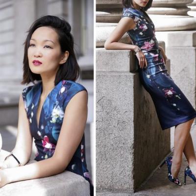 Ted Baker ANTONYA Fuchsia Floral midi dress