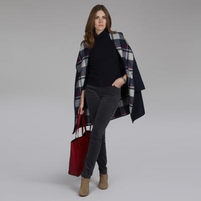 Laura Ashley Navy and Check Belted Wrap Coat