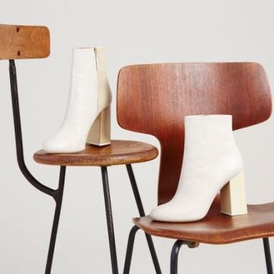 Paul Smith Women's Ivory Leather And Snakeskin 'Eileen' Heeled Boots