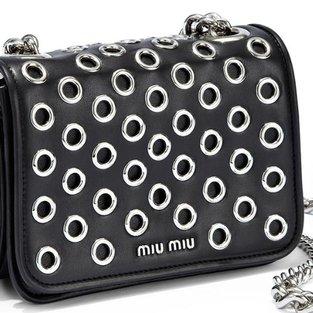 Miu Miu Grommeted Leather Crossbody Bag