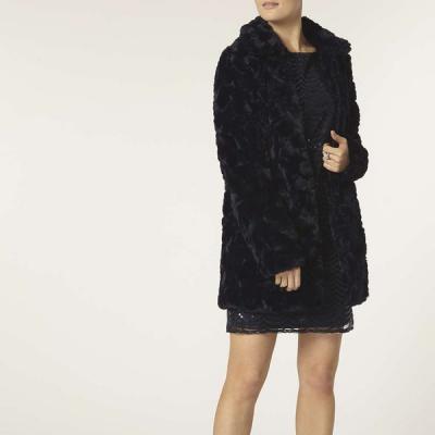 Dorothy Perkins Navy Peter Pan Collar Faux Fur Coat