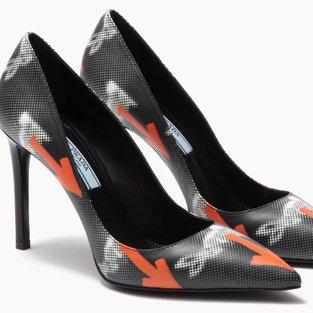 Prada Graffiti Bunnies Runway Leather Pumps