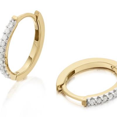 9ct Gold Diamond Hoop Earrings - 12pts per pair - D9496 F.Hinds Jewellers