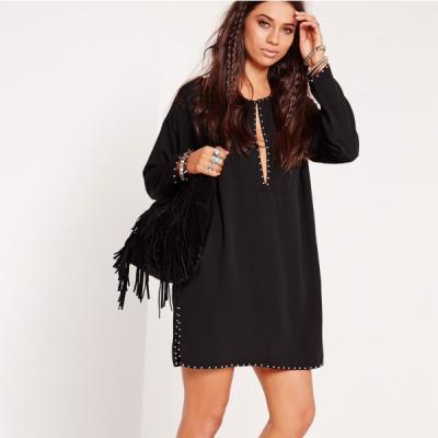 Studded Shift Dress Black - Missguided