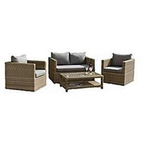 Debenhams Brown wicker 'Wentworth' sofa, coffee table and 2 armchairs