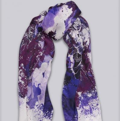 Kimono Floral silk stole - burgundy - Roberto Cavalli