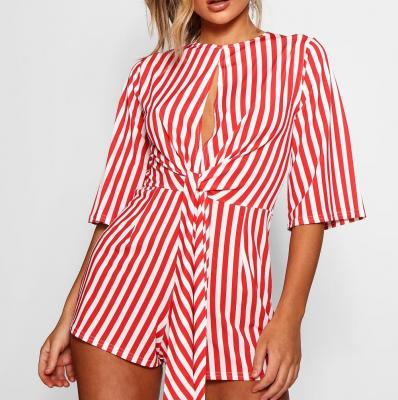 Tolly Twist Front Playsuit In Stripe Boohoo