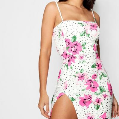 Ruby Floral Polka Dot Strappy Bodycon Dress Boohoo