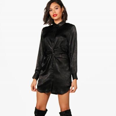 Isla Twist Front Hammered Satin Shirt Dress Boohoo