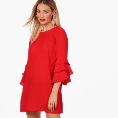 Tina Ruffle Sleeve Shift Dress Boohoo