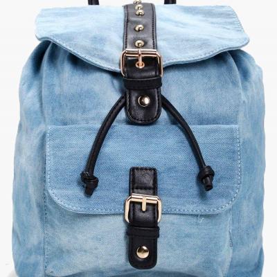 Natalie Denim And Stud Rucksack Boohoo