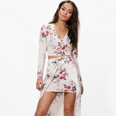 Danielle Floral Crop & Maxi Skirt Co-ord Set Boohoo