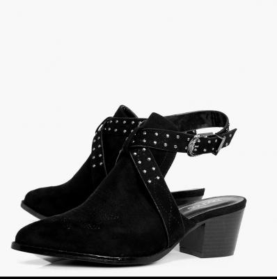 Orla Closed Toe Studded Western Shoe Boot - Boohoo