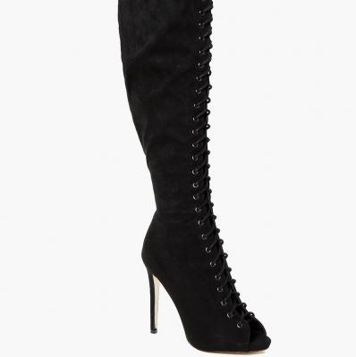 Lucy Lace Up Peeptoe Over The Knee Boot at boohoo.com