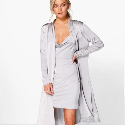 Darla Slinky Cowl Neck Dress & Duster Co-Ord Set Boohoo