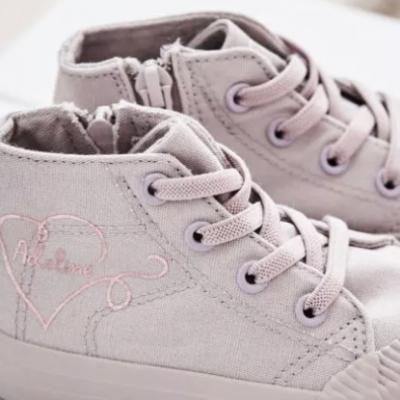 Personalised Dusty Pink Heart Toddler High Top Trainers