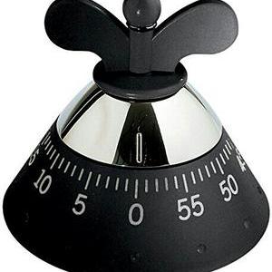 A Di Alessi Kitchen Timer in Thermoplastic Resin Featuring Mechanical Movemnet, Black