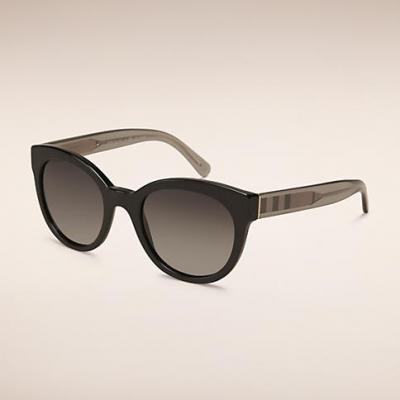 Check Detail Oval Sunglasses - Burberry