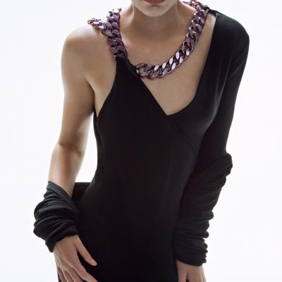 Tom Ford CREPE JERSEY ONE SLEEVE GOWN WITH CHAIN