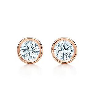 Elsa Peretti® Diamonds by the Yard® earrings in 18k rose gold. Tiffany & Co.
