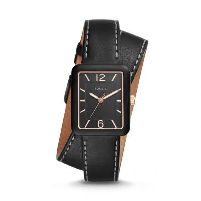 ATWATER THREE-HAND BLACK LEATHER WRAP WATCH - Fossil