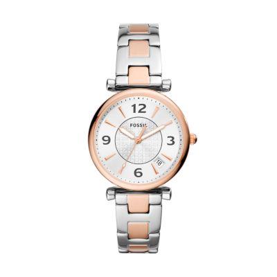 Carlie Three-Hand Date Two-Tone Stainless Steel Watch - ES5156 - Fossil