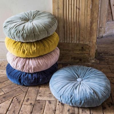 Round Ruched Velvet Cushions Graham & Green