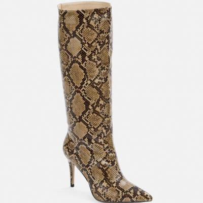 Snake Print Mid Heel Knee High Boots Missguided