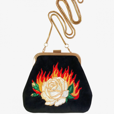 Flaming Rose Velvet Purse - Poppy Lissiman