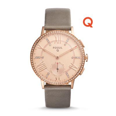 Fossil Q Gazer Gray Leather Hybrid Smartwatch - Fossil