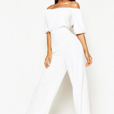 Bardot Volume Sleeve Wide Leg Jumpsuit Boohoo