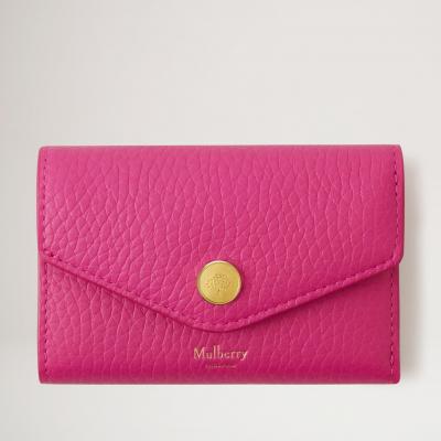 Folded Multi-Card Wallet Mulberry Pink Heavy Grain Women Mulberry