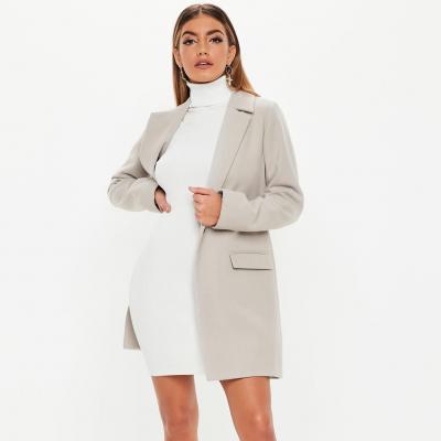 Grey Button Front Slim Coat Missguided
