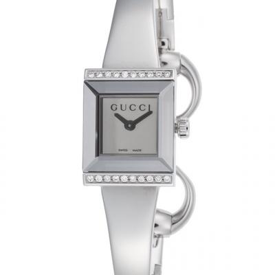 Gucci - Womens G-Frame Diamond Stainless Steel Silver-Tone Mirrored Dial