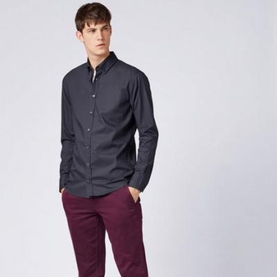 BOSS - Slim-fit button-down shirt in ripstop cotton