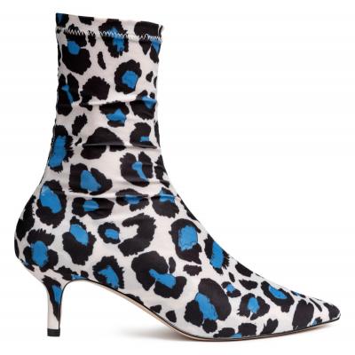 Sock-style Pumps White/leopard print WOMEN H&M US