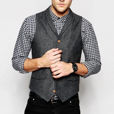 ASOS Waistcoat in Herringbone with Shawl Collar
