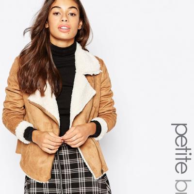 New Look Petite Faux Shearling Biker Jacket