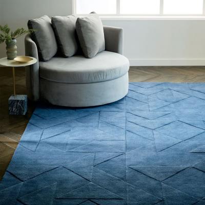 Carved Triangles Wool Rug - Midnight