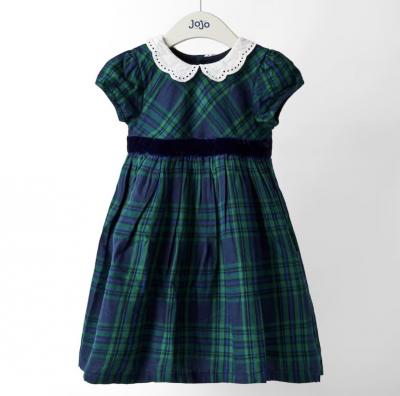 Green Check Party Dress With Broderie Collar