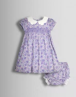 Lilac Floral Broderie Collar Party Dress