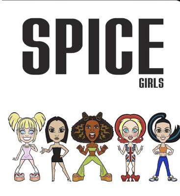 Spice Girl Cut and Color Paper Dolls