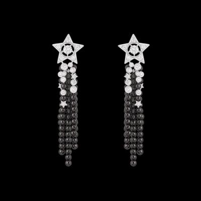 Comète Earrings in 18K white gold, black spinels and diamonds - CHANEL