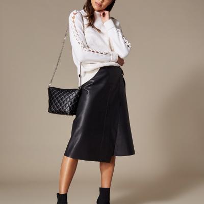 Faux-Leather Wrap Skirt Karen Millen