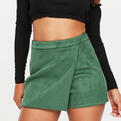 Khaki Bonded Faux Suede Skort Missguided