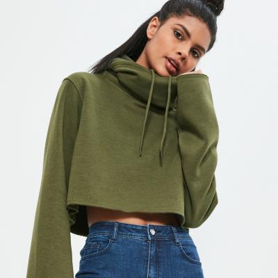 Khaki Cropped Extreme Sleeve Hoodie - Missguided