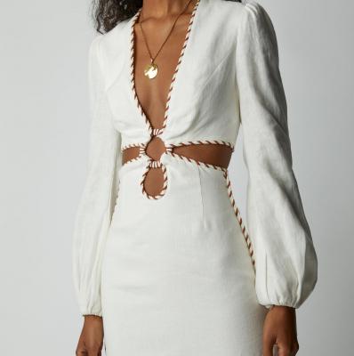 Braid-Trimmed Cutout Linen Mini Dress by Zimmermann