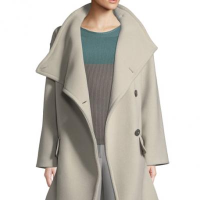 Emporio Armani High-Collar Wool Drama Coat